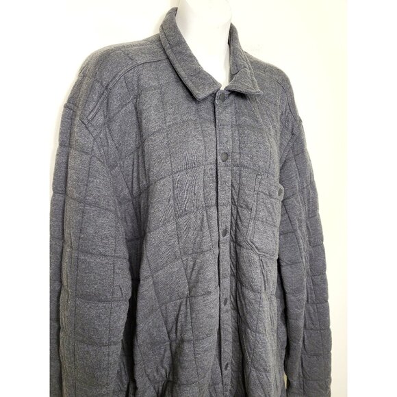 Eddie Bauer Gray Quilted Shirt Jacket Button Down Unisex 2XL - Picture 2 of 5